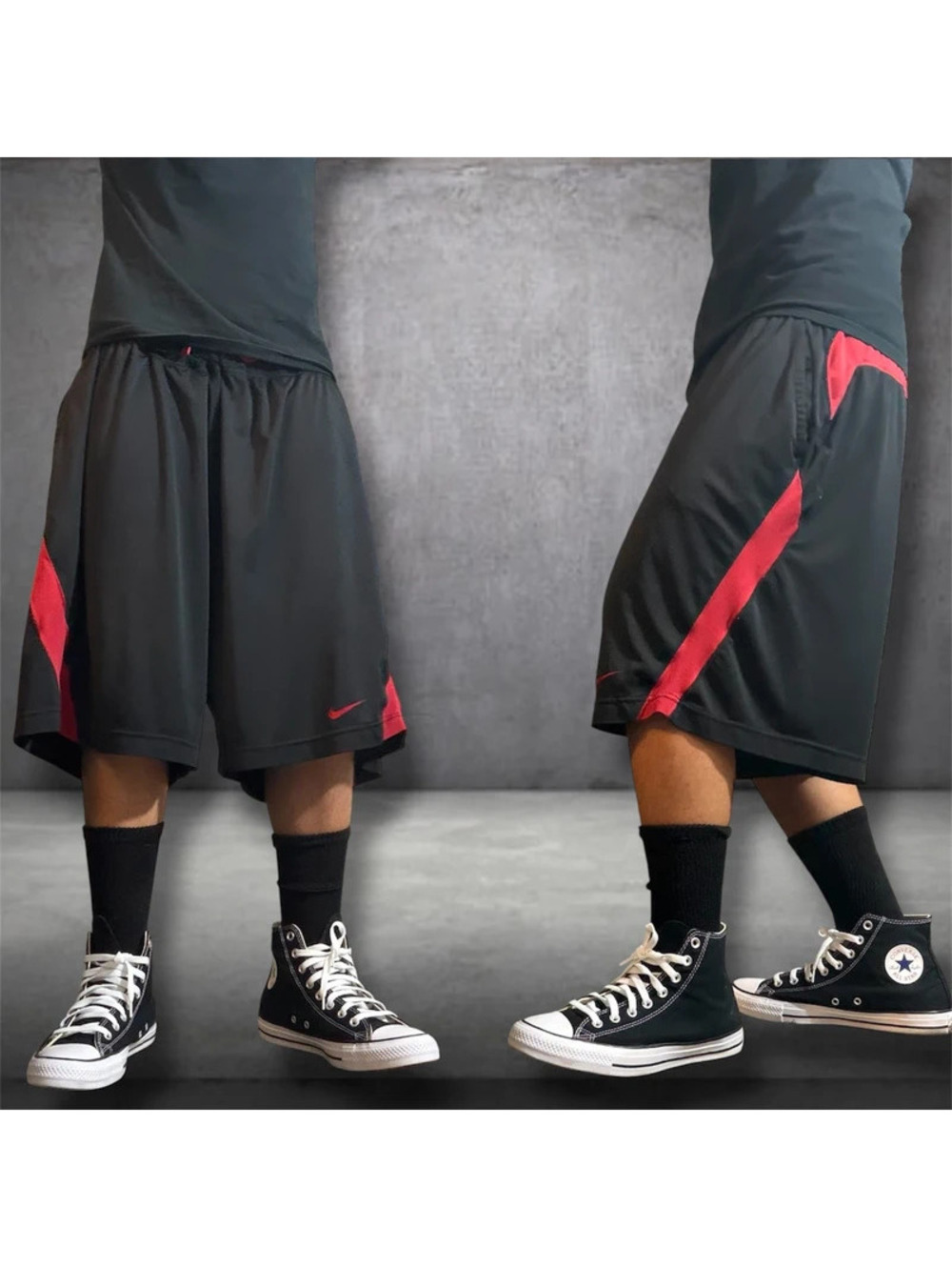 Y2K Nike baggy basketball red and black shorts with drawstring